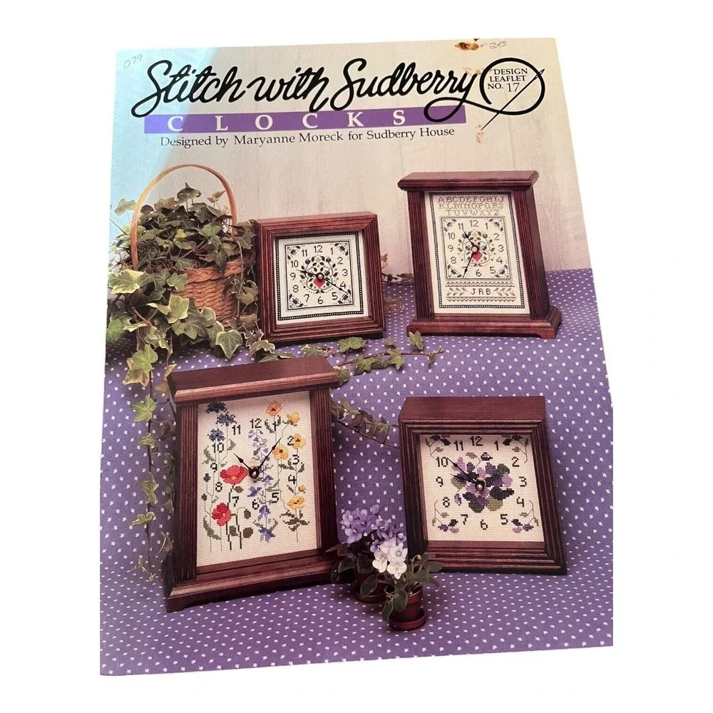 8 Vintage Cross Stitch Patterns Birthday Anniversary Clock Garden Wedding VGC